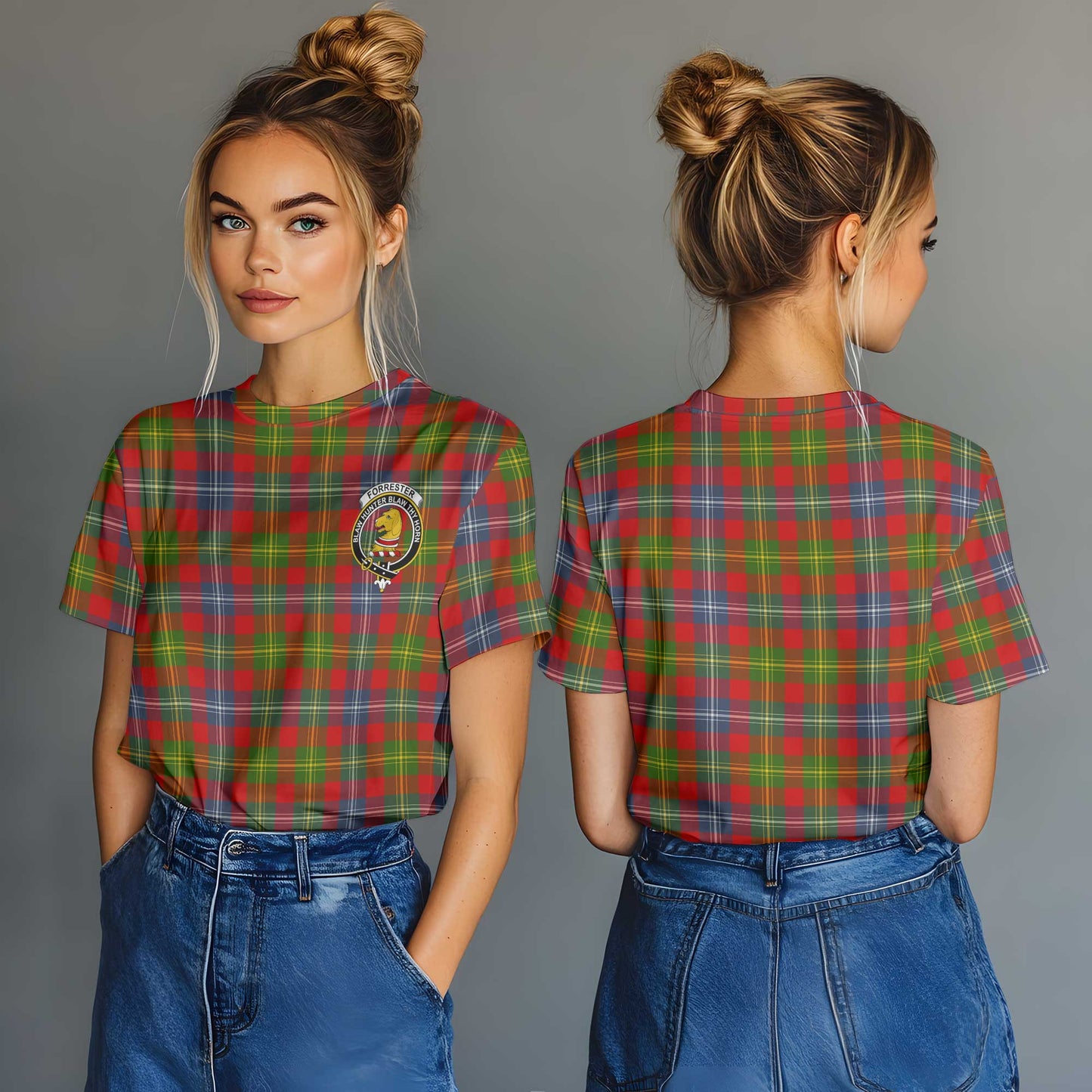 Clan Forrester Tartan Women T Shirt Crest And Plaid Basic Style