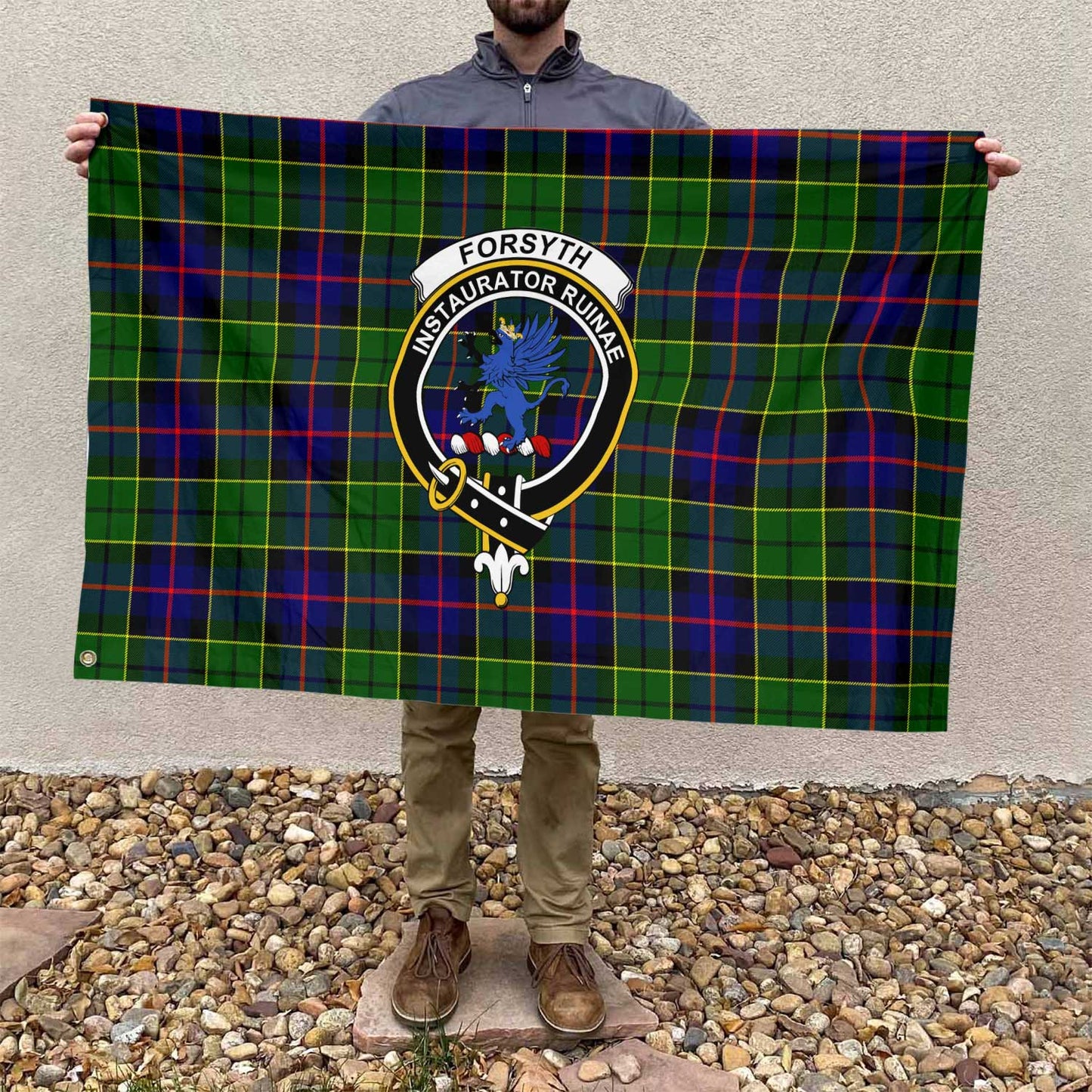 Clan Forsyth Tartan Flag 1 Crest And Plaid Basic Style Tartan House Flag Crest And Plaid Basic Style