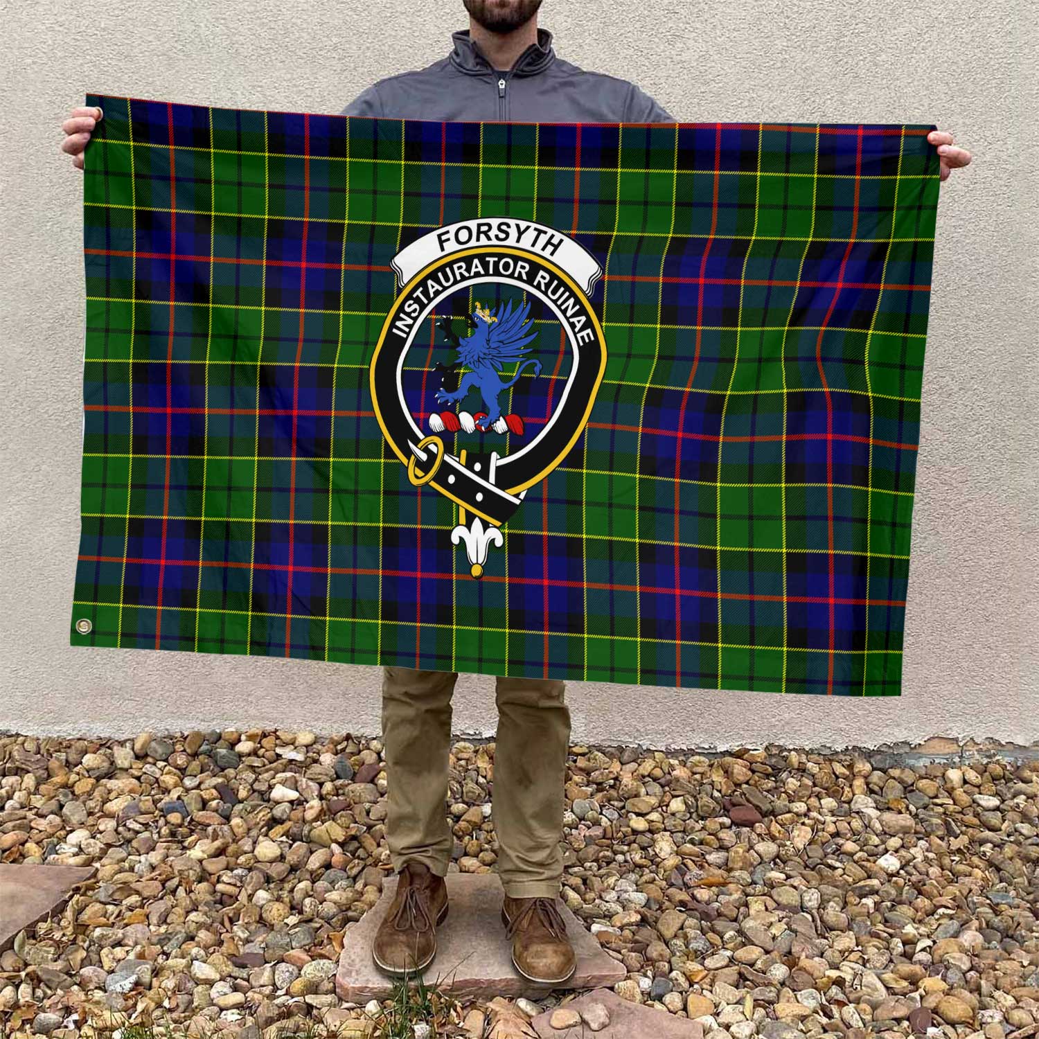 Clan Forsyth Tartan Flag 1 Crest And Plaid Basic Style Tartan House Flag Crest And Plaid Basic Style