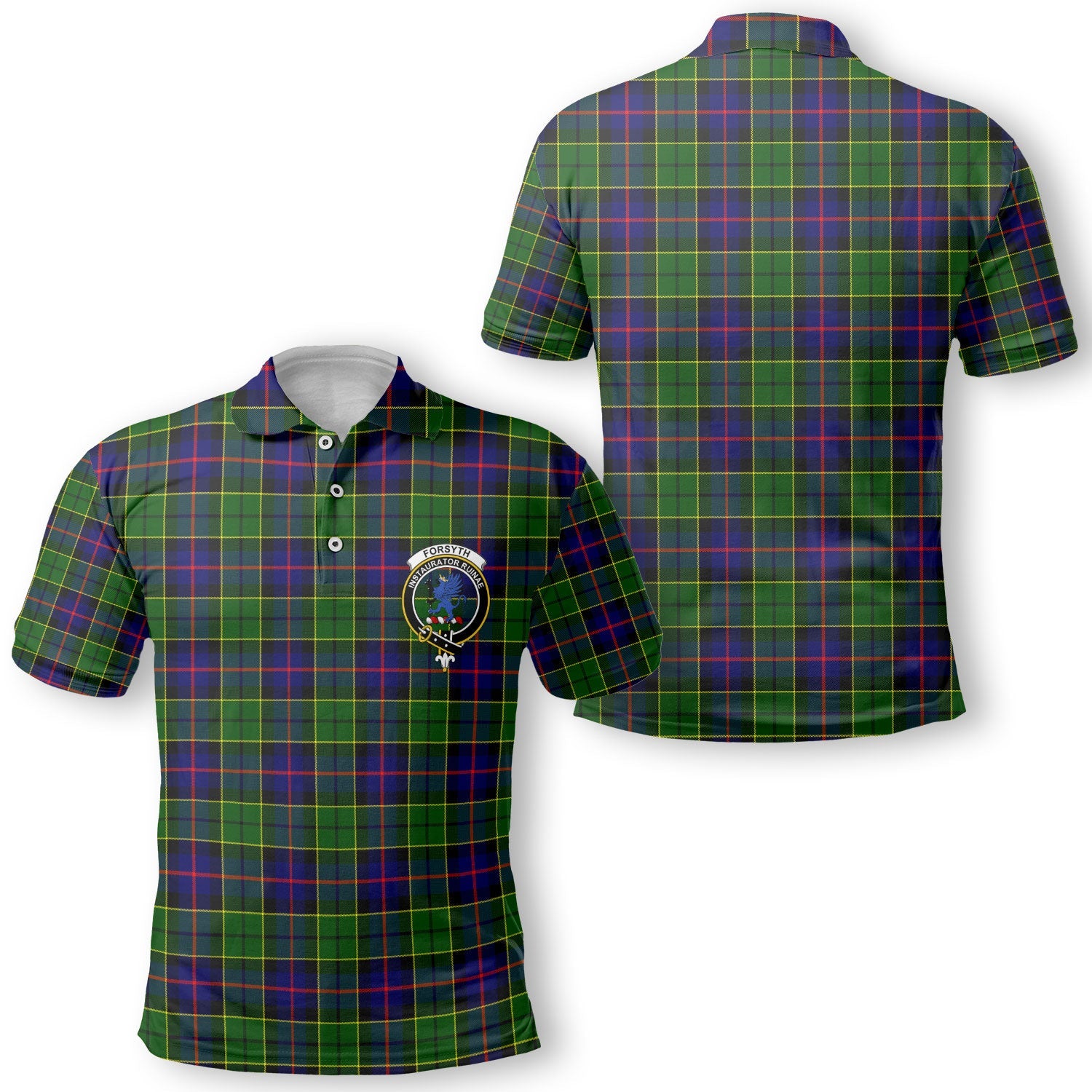 Clan Forsyth Tartan Golf Men Polo Shirt Crest And Plaid Basic Style