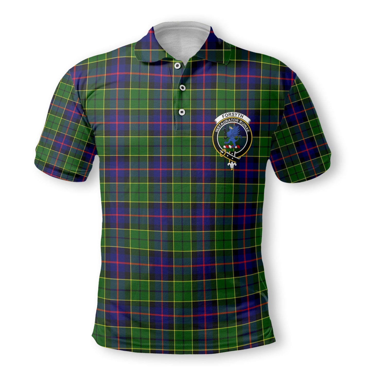 Clan Forsyth Tartan Golf Men Polo Shirt Crest And Plaid Basic Style