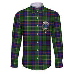 Clan Forsyth Tartan Long Sleeve Button Shirt Crest And Plaid Basic Style