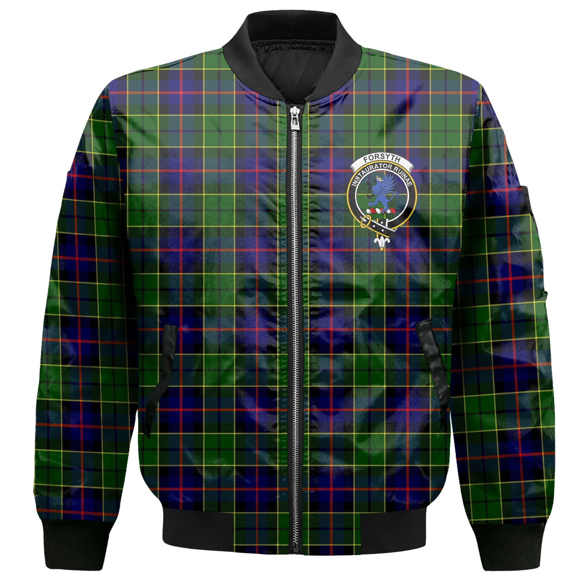 Clan Forsyth Tartan Women Bomber Jacket Crest And Plaid Basic Style