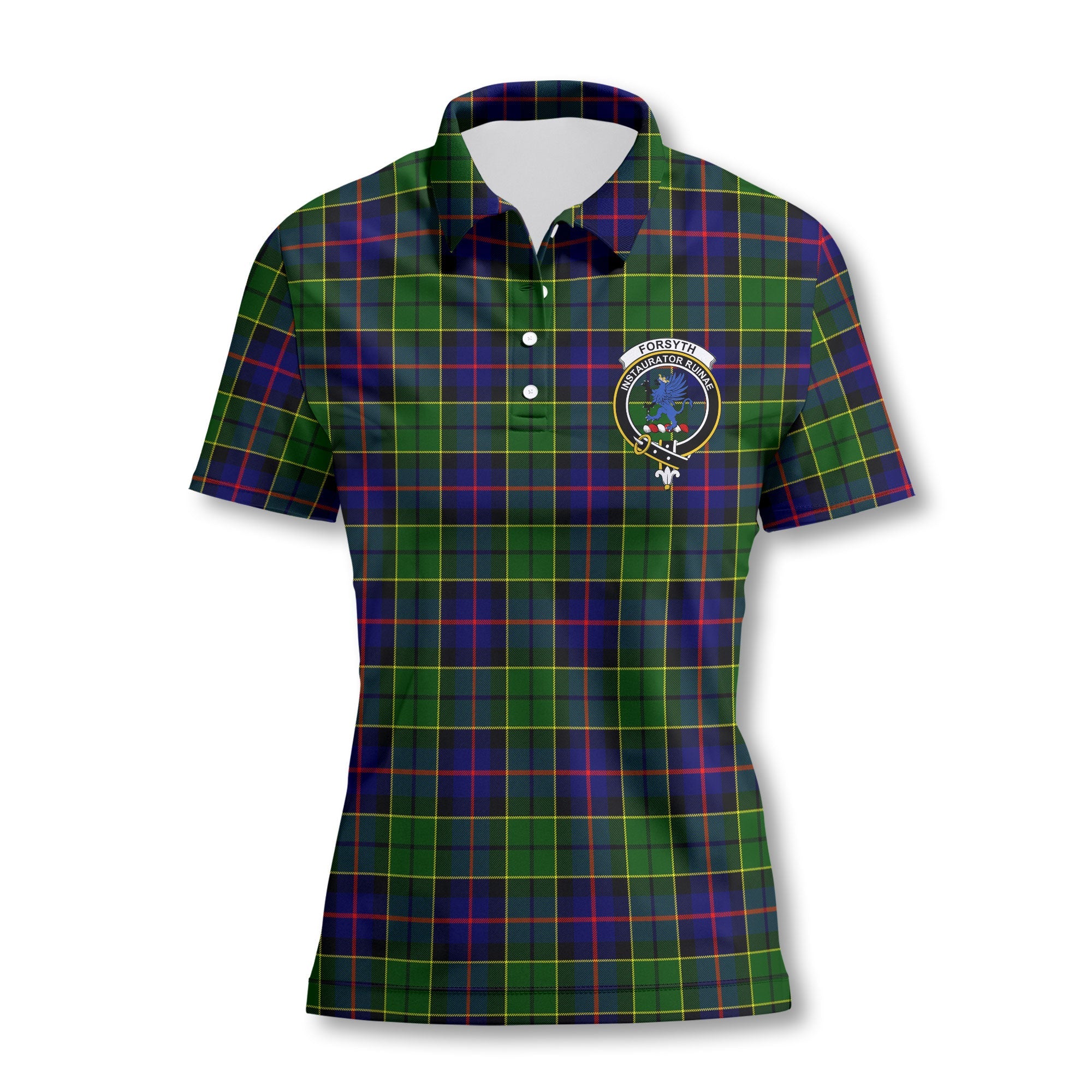 Clan Forsyth Tartan Women Polo Shirt Crest And Plaid Basic Style