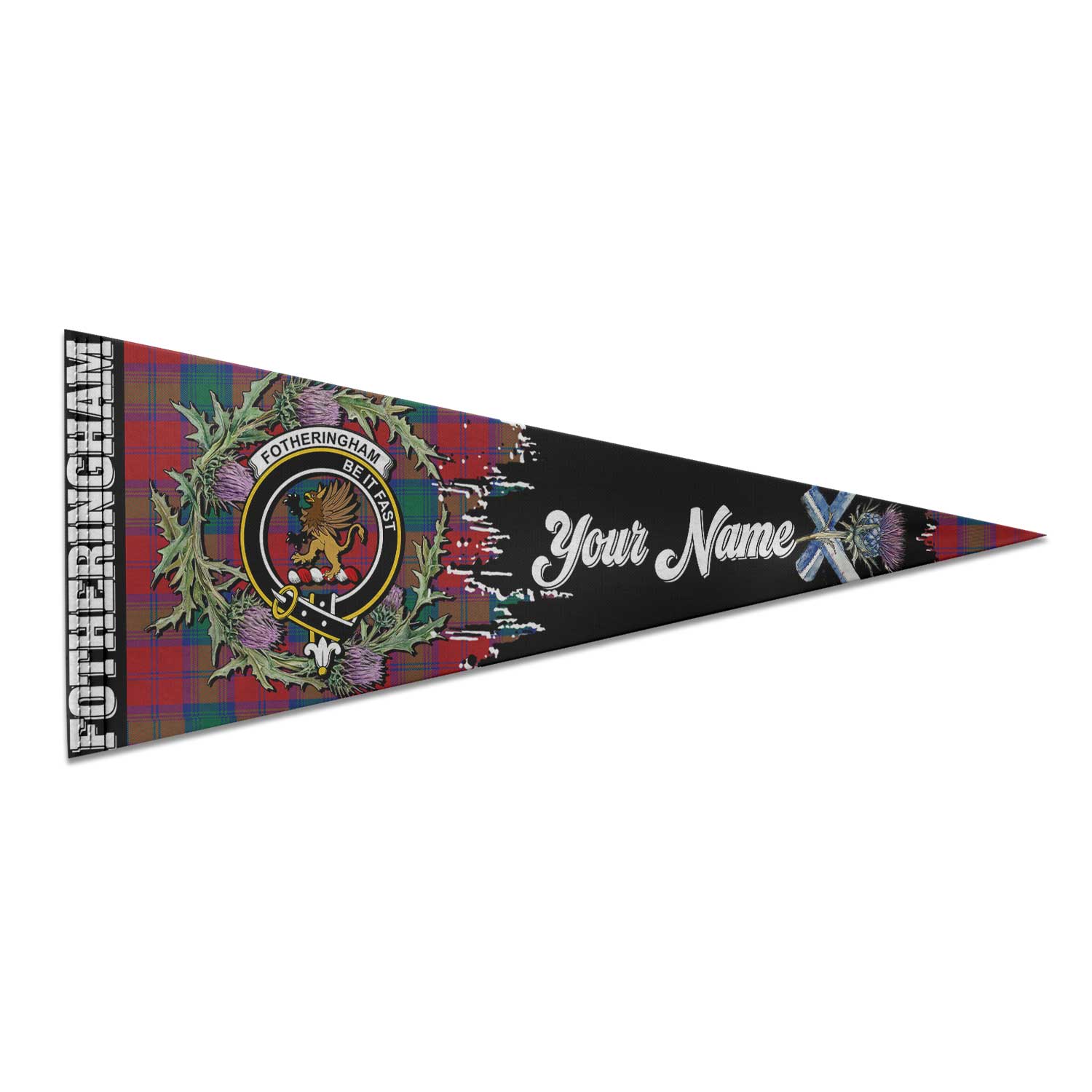 Clan Fotheringham Tartan Felt Pennant Crest And Plaid Basic Style