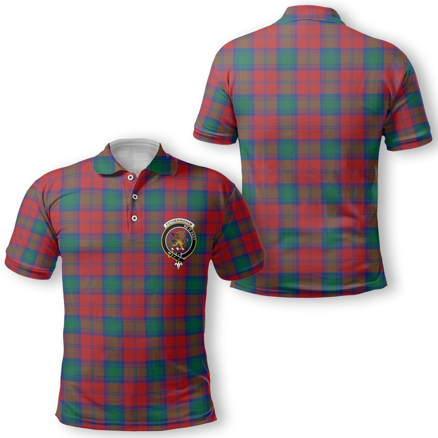 Clan Fotheringham Tartan Golf Men Polo Shirt Crest And Plaid Basic Style