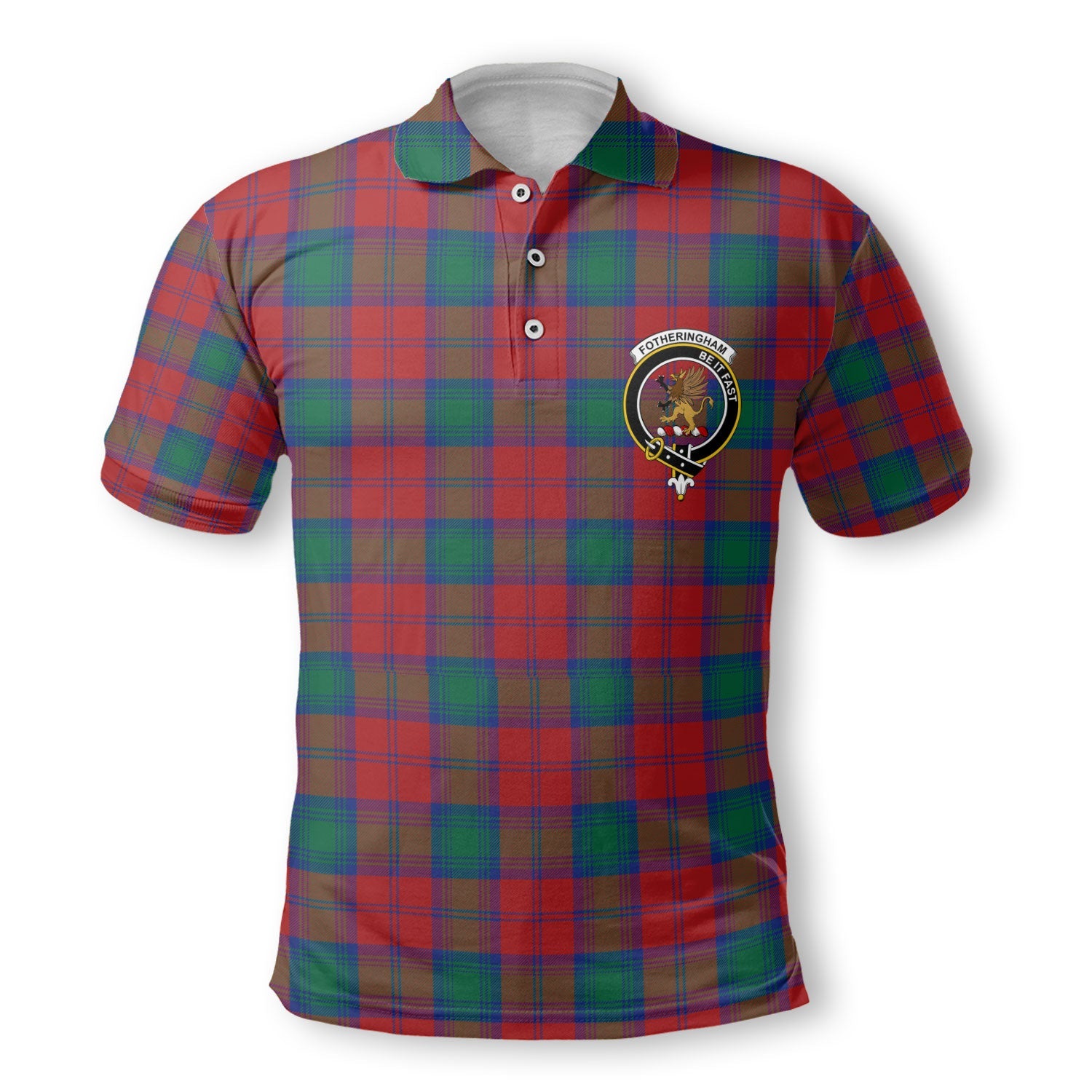 Clan Fotheringham Tartan Golf Men Polo Shirt Crest And Plaid Basic Style