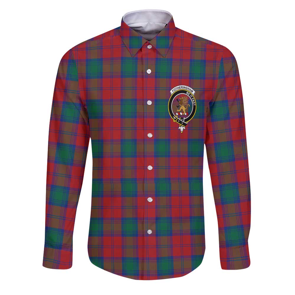Clan Fotheringham Tartan Long Sleeve Button Shirt Crest And Plaid Basic Style