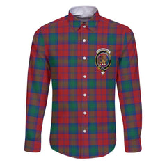 Clan Fotheringham Tartan Long Sleeve Button Shirt Crest And Plaid Basic Style