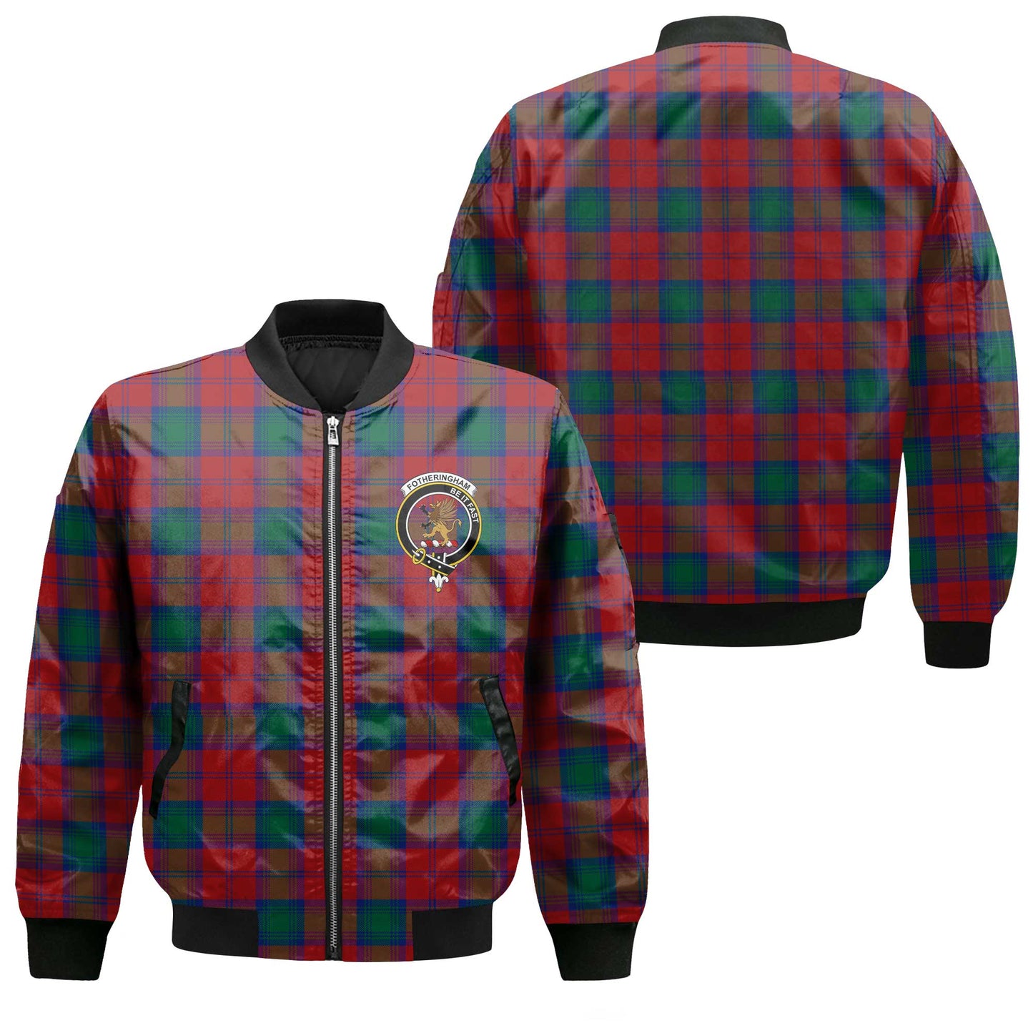 Clan Fotheringham Tartan Men Bomber Jacket Crest And Plaid Basic Style