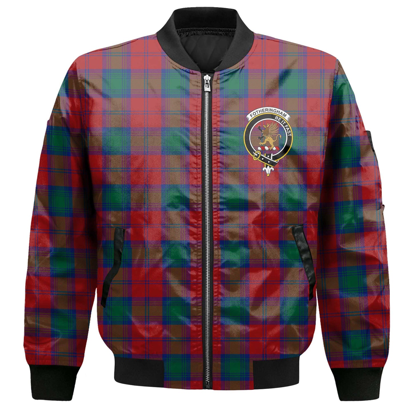 Clan Fotheringham Tartan Men Bomber Jacket Crest And Plaid Basic Style