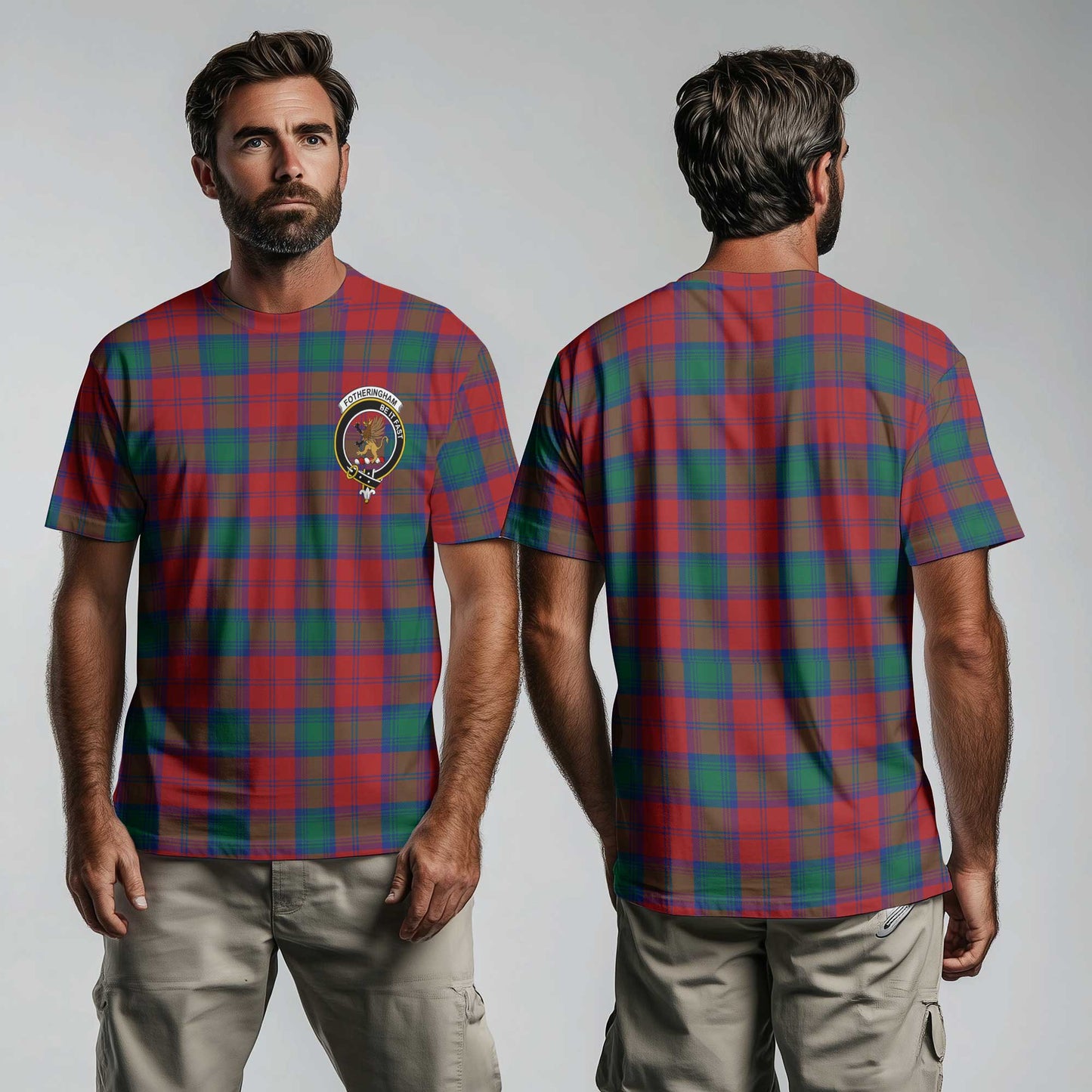 Clan Fotheringham Tartan Men T Shirt Crest And Plaid Basic Style