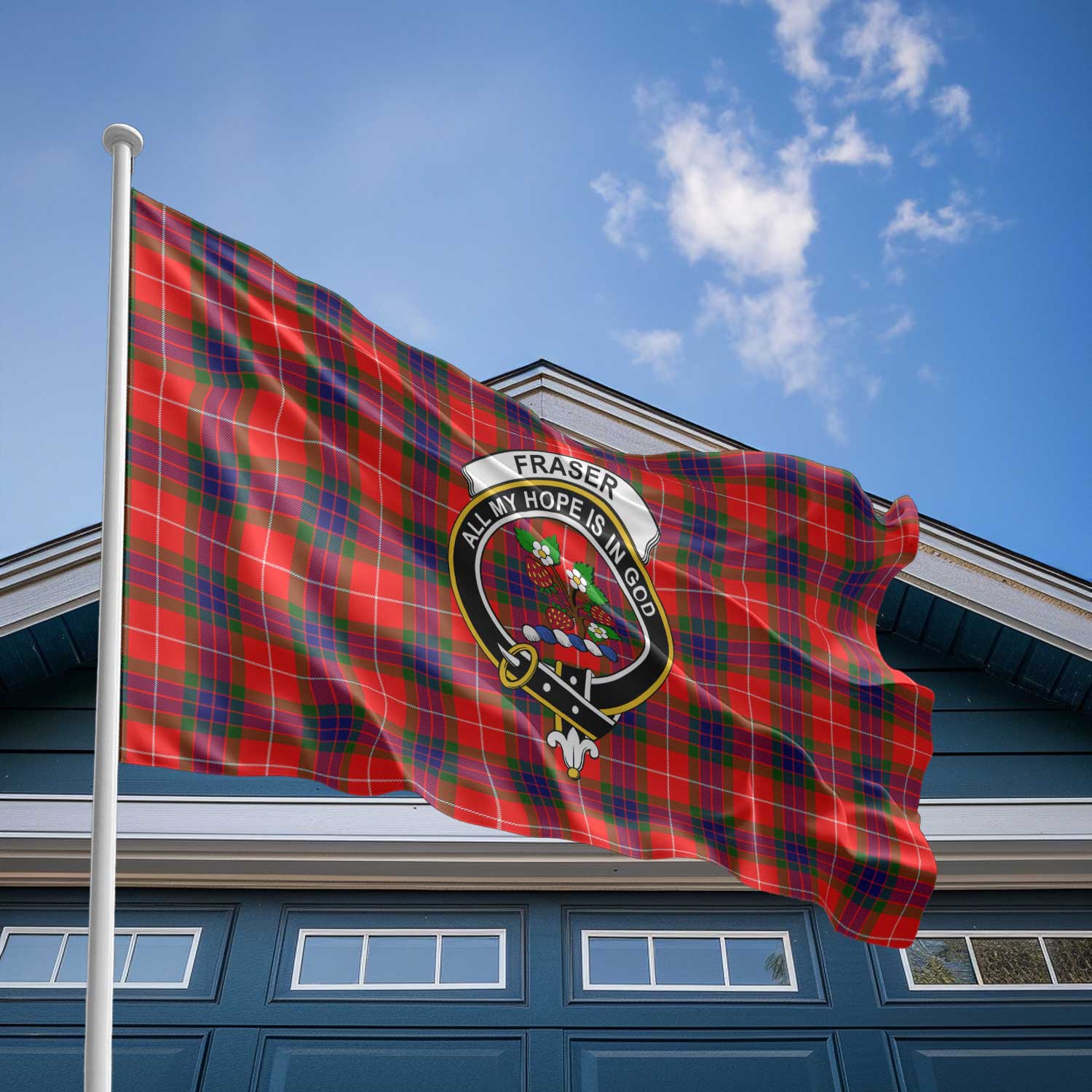 Clan Fraser Tartan Flag Crest And Plaid Basic Style