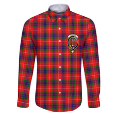 Clan Fraser Tartan Long Sleeve Button Shirt Crest And Plaid Basic Style