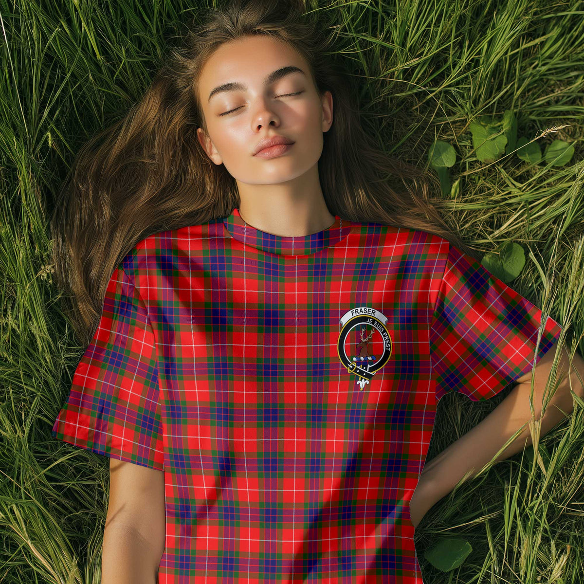 Clan Fraser Tartan Women T Shirt Crest And Plaid Basic Style