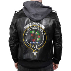 Clan Fraser Tartan Zip Leather Jacket Crest And Plaid Basic Style