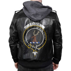 Clan Fraser Of Lovat Tartan Zip Leather Jacket Crest And Plaid Basic Style