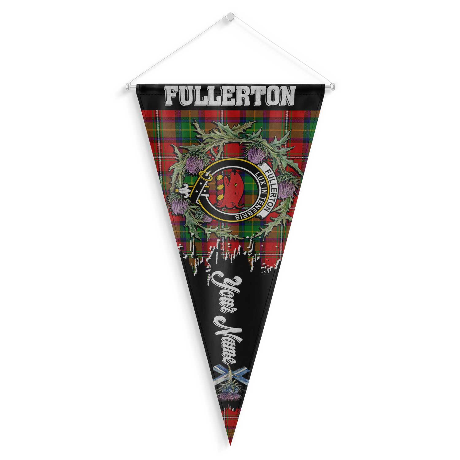 Clan Fullerton Tartan Felt Pennant Crest And Plaid Basic Style