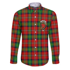 Clan Fullerton Tartan Long Sleeve Button Shirt Crest And Plaid Basic Style
