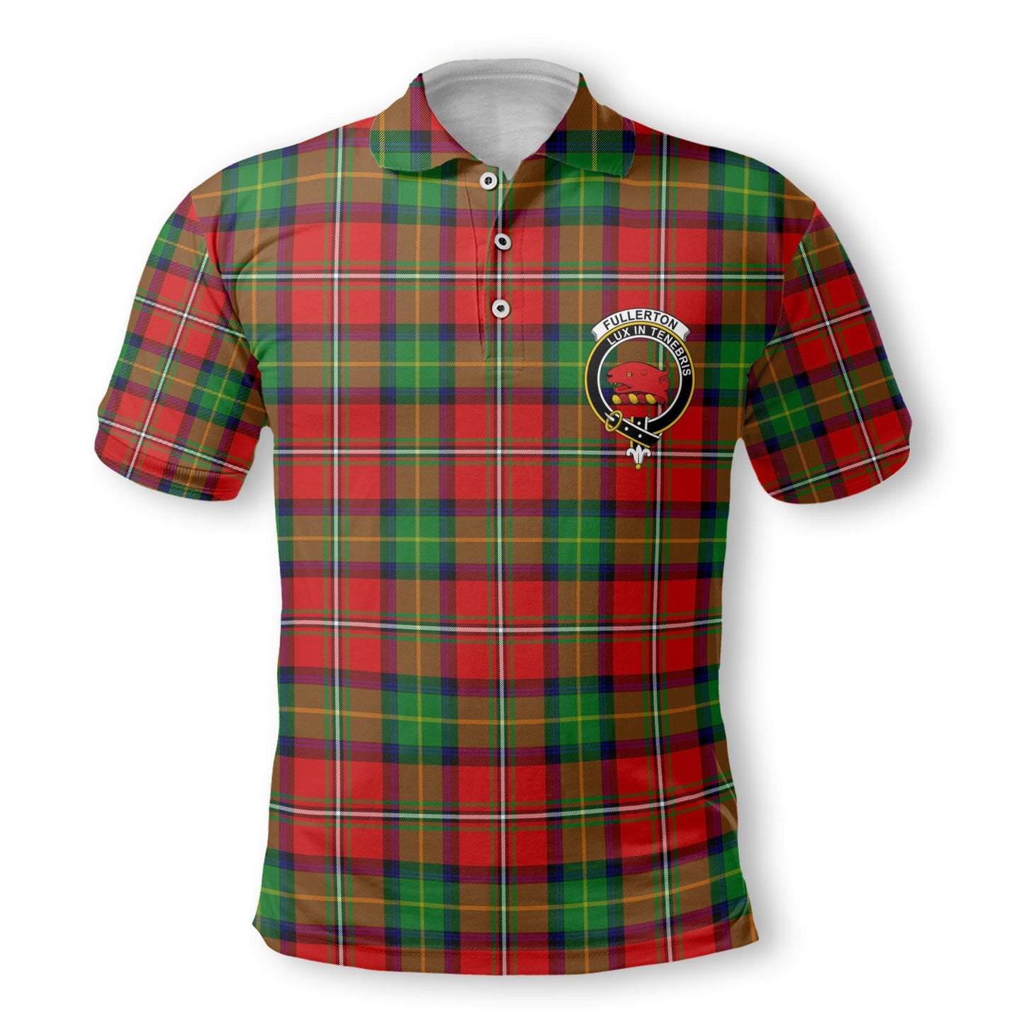 Clan Fullerton Tartan Men Polo Shirt Crest And Plaid Basic Style