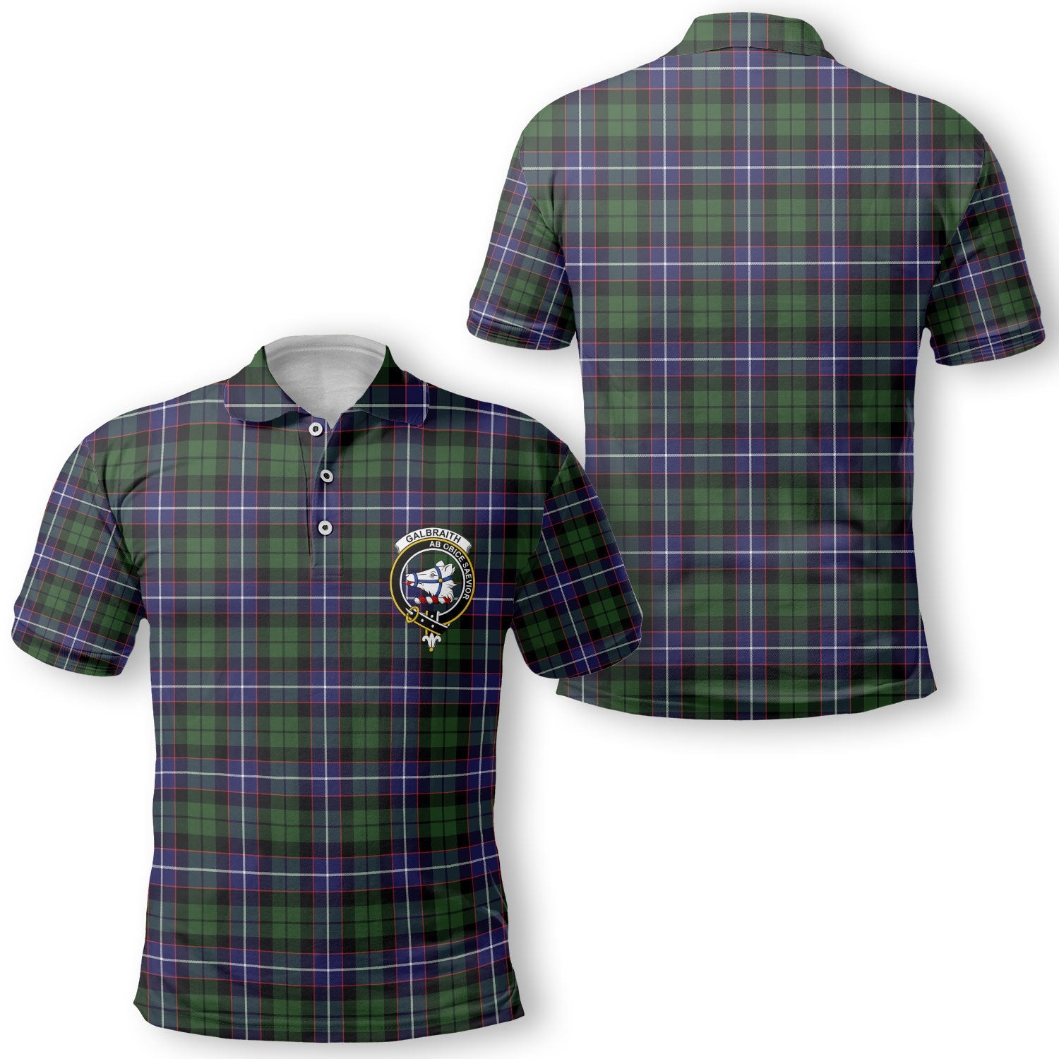 Clan Galbraith Tartan Golf Men Polo Shirt Crest And Plaid Basic Style