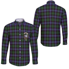 Clan Galbraith Tartan Long Sleeve Button Shirt Crest And Plaid Basic Style