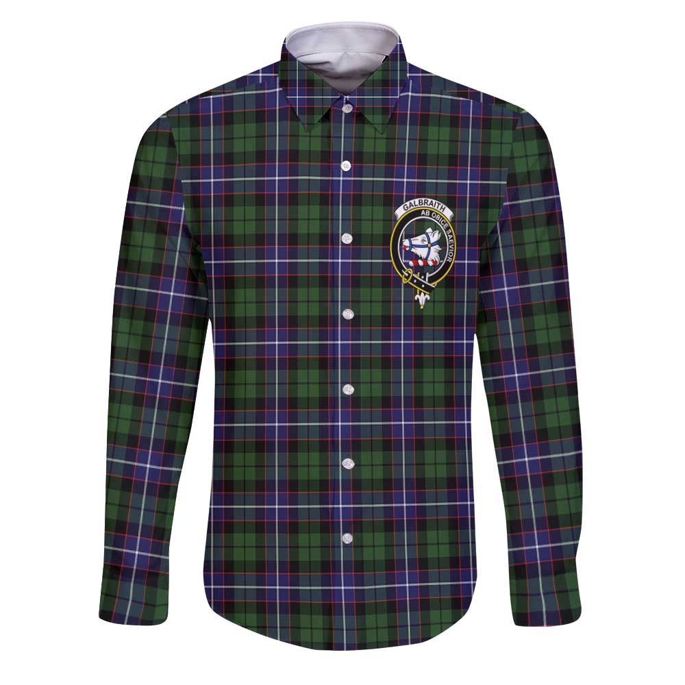 Clan Galbraith Tartan Long Sleeve Button Shirt Crest And Plaid Basic Style