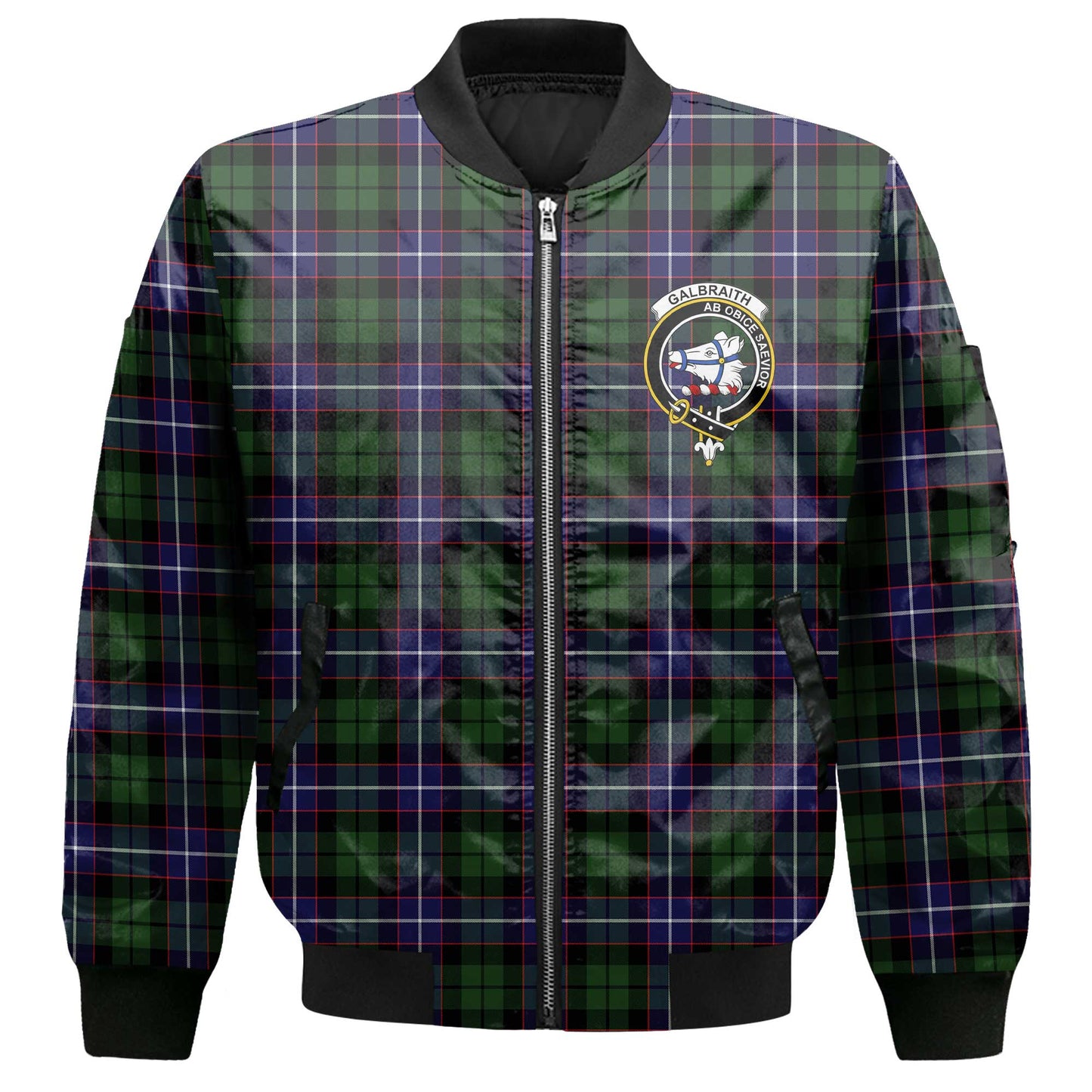 Clan Galbraith Tartan Men Bomber Jacket Crest And Plaid Basic Style