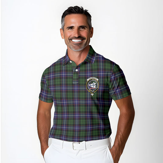 Clan Galbraith Tartan Men Polo Shirt Crest And Plaid Basic Style