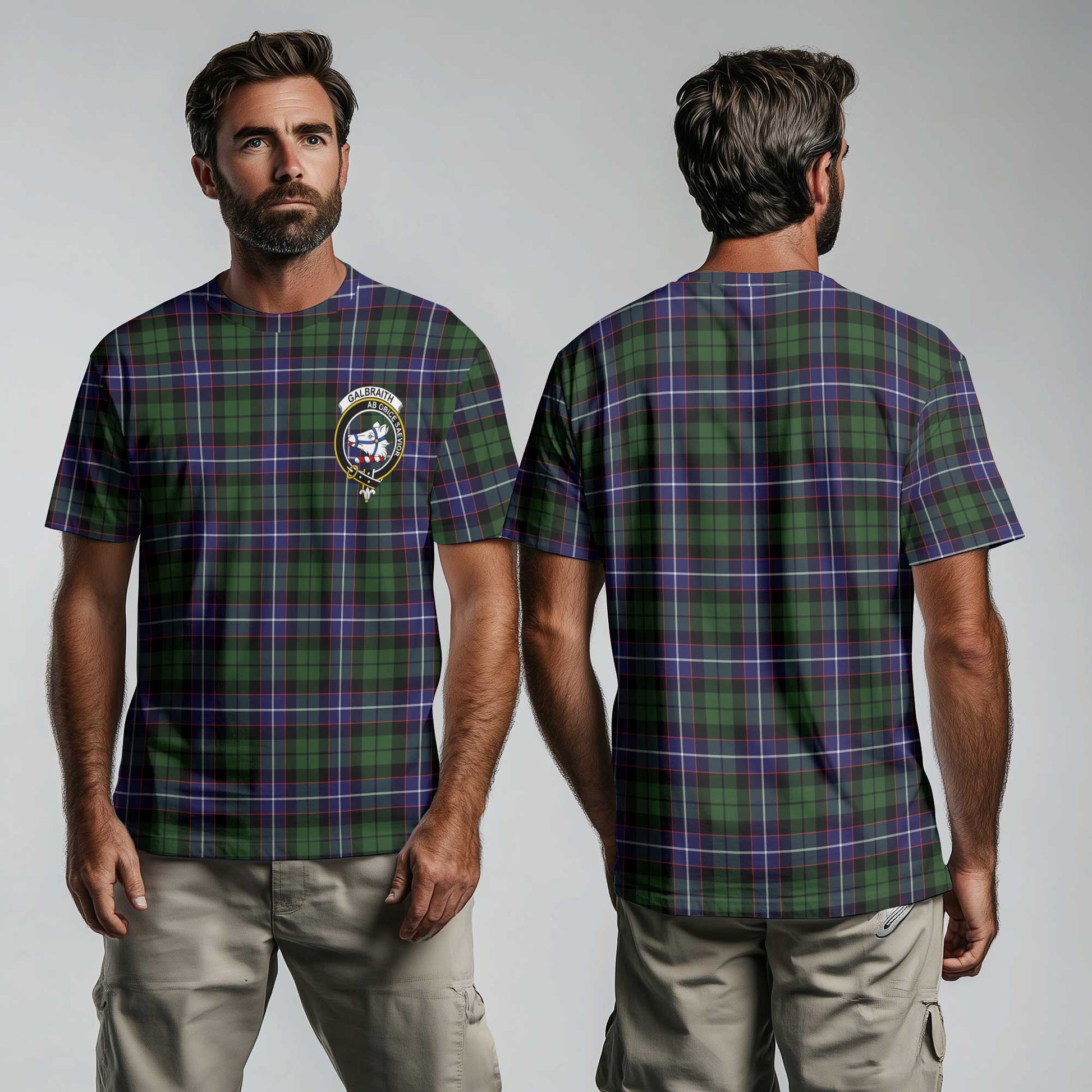 Clan Galbraith Tartan Men T Shirt Crest And Plaid Basic Style