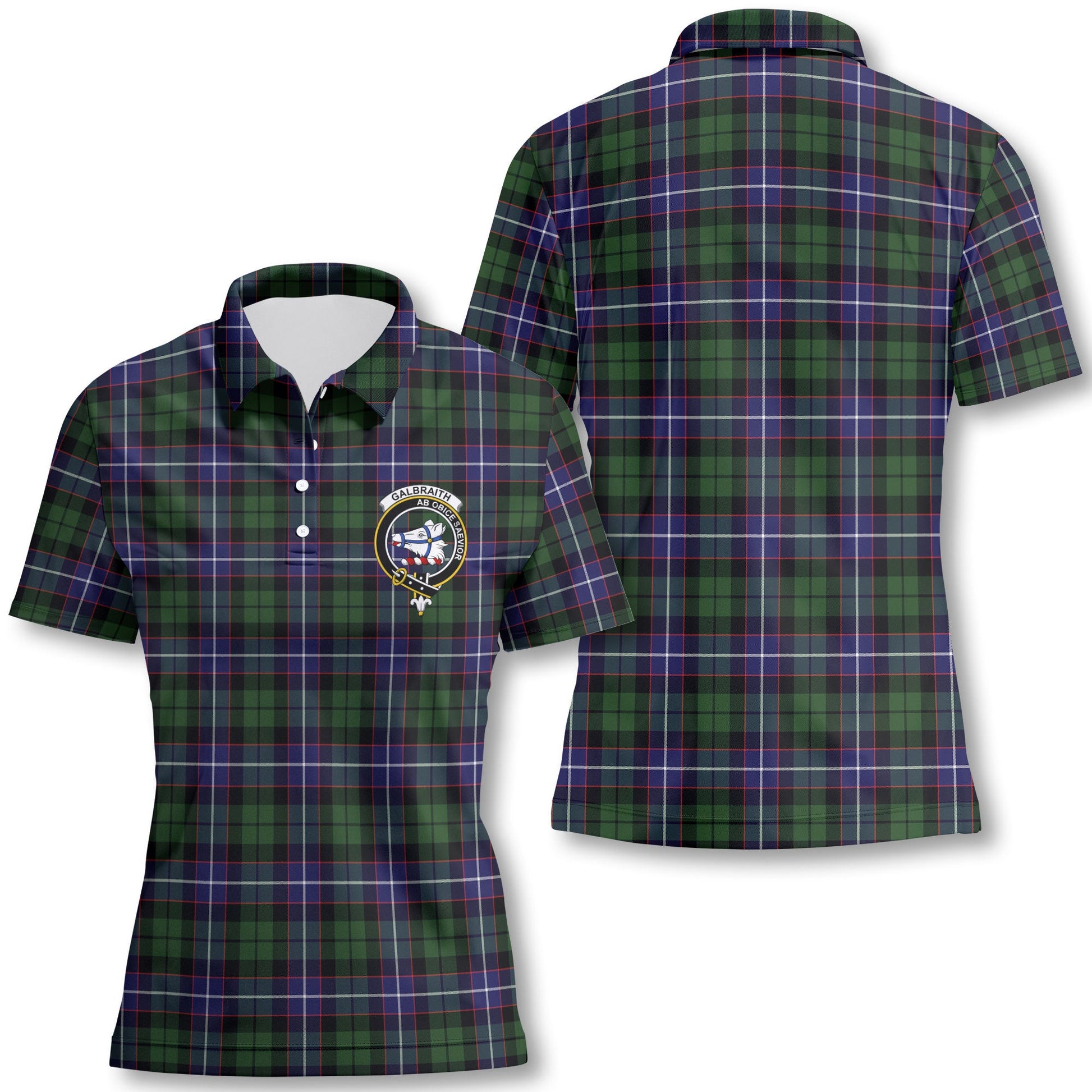 Clan Galbraith Tartan Women Polo Shirt Crest And Plaid Basic Style