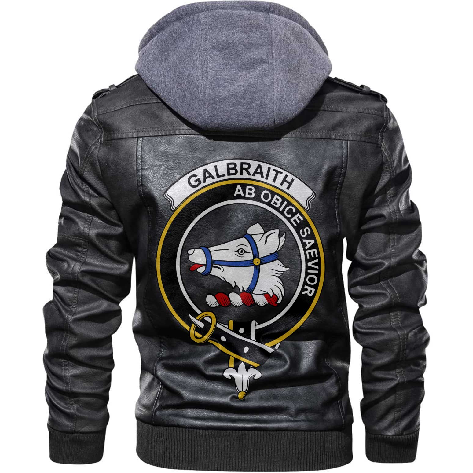 Clan Galbraith Tartan Zip Leather Jacket Crest And Plaid Basic Style