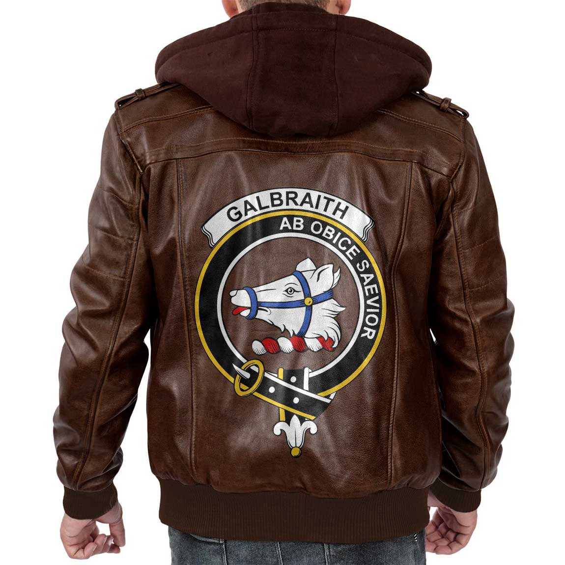 Clan Galbraith Tartan Zip Leather Jacket Crest And Plaid Basic Style