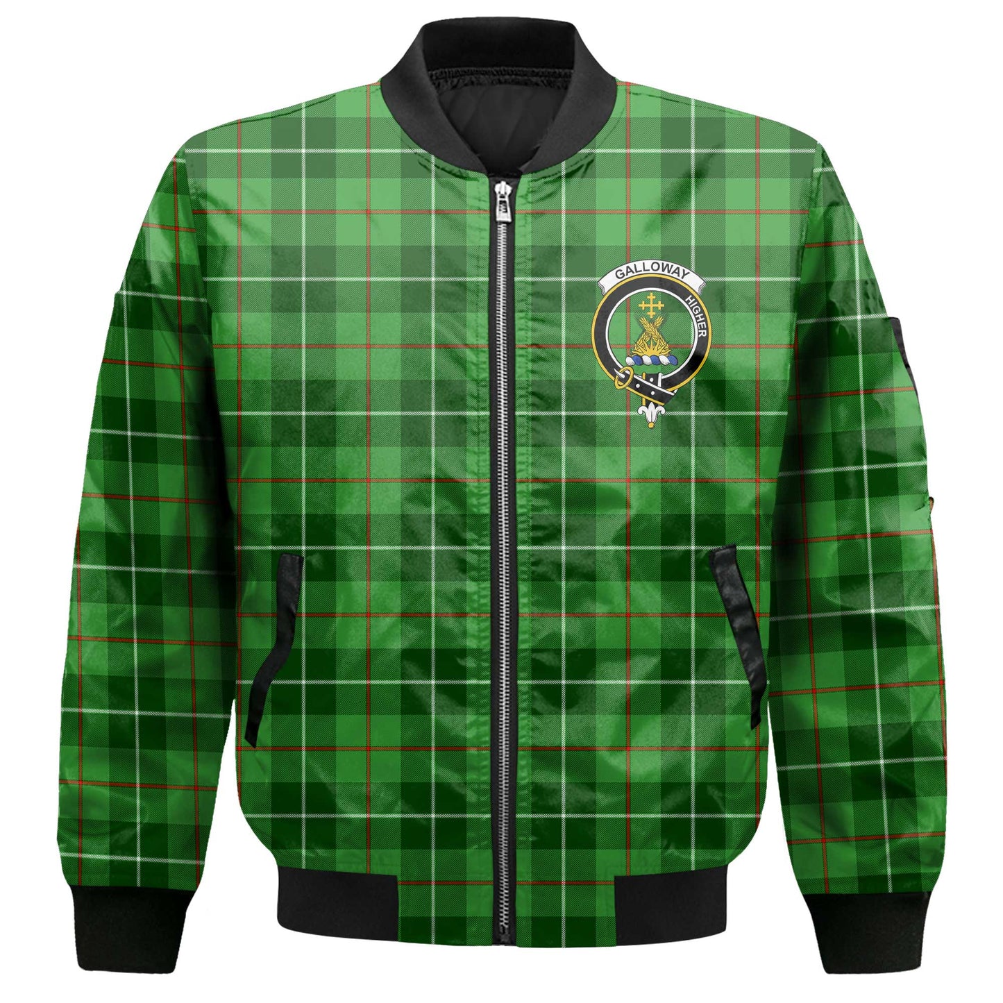 Clan Galloway Tartan Men Bomber Jacket Crest And Plaid Basic Style