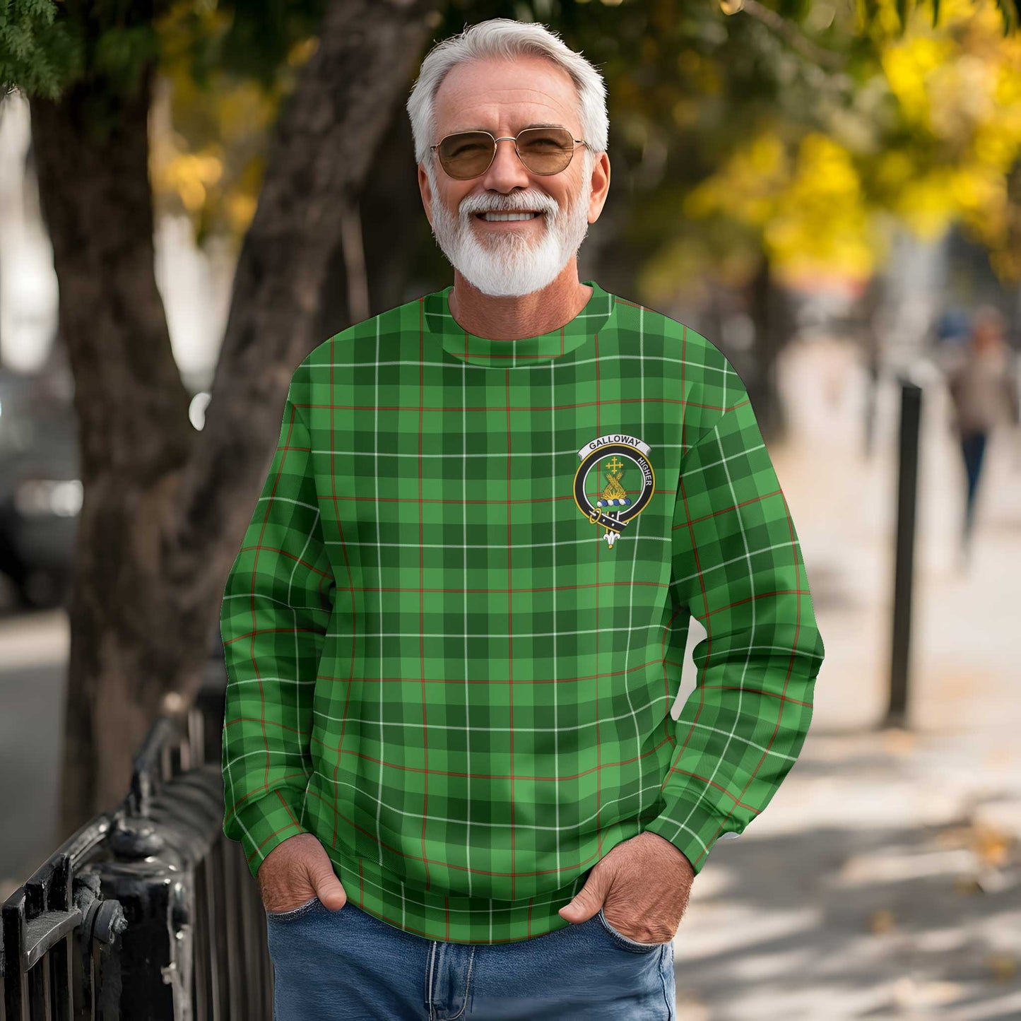 Clan Galloway Tartan Men Sweatshirt Crest And Plaid Basic Style