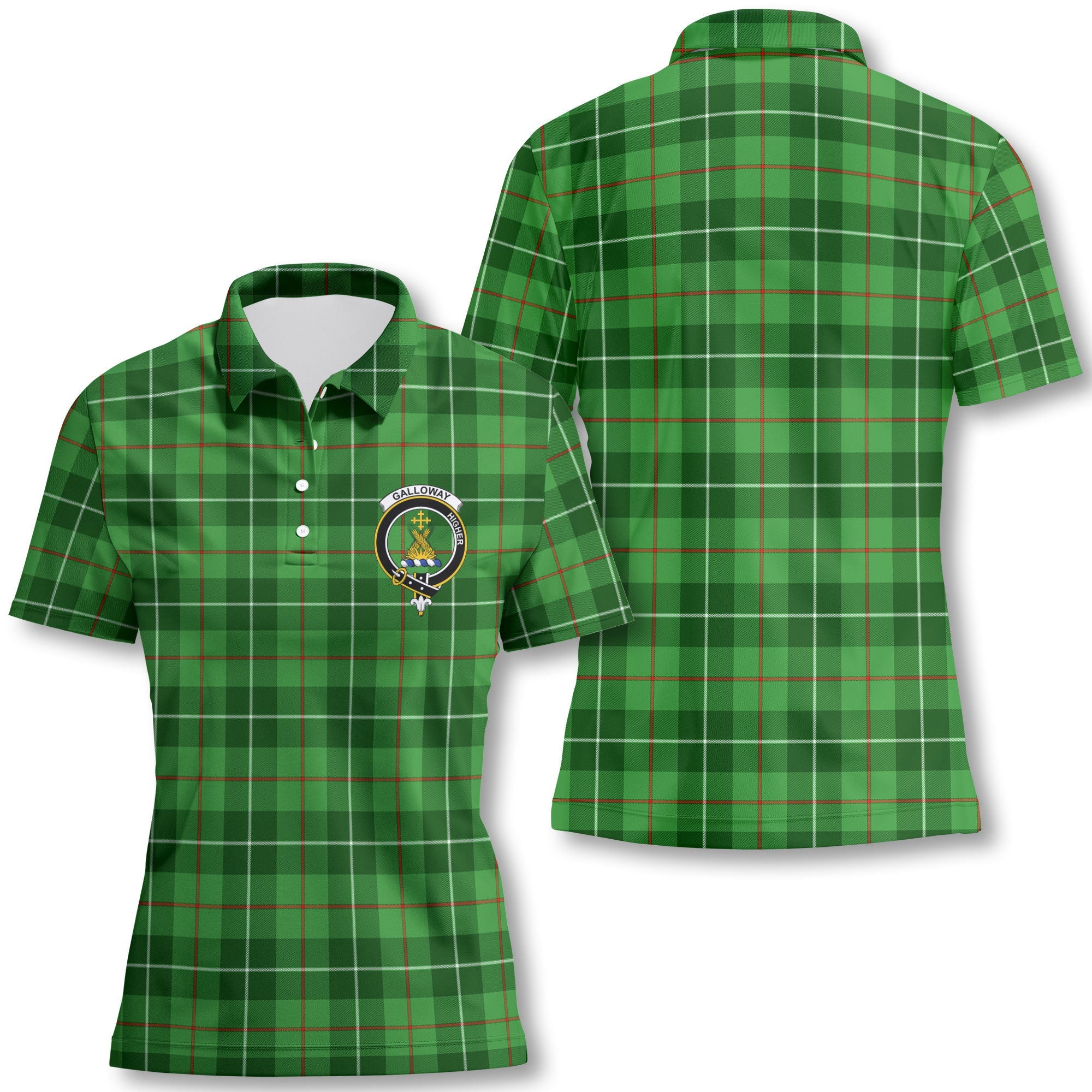 Clan Galloway Tartan Women Polo Shirt Crest And Plaid Basic Style