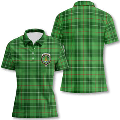 Clan Galloway Tartan Women Polo Shirt Crest And Plaid Basic Style