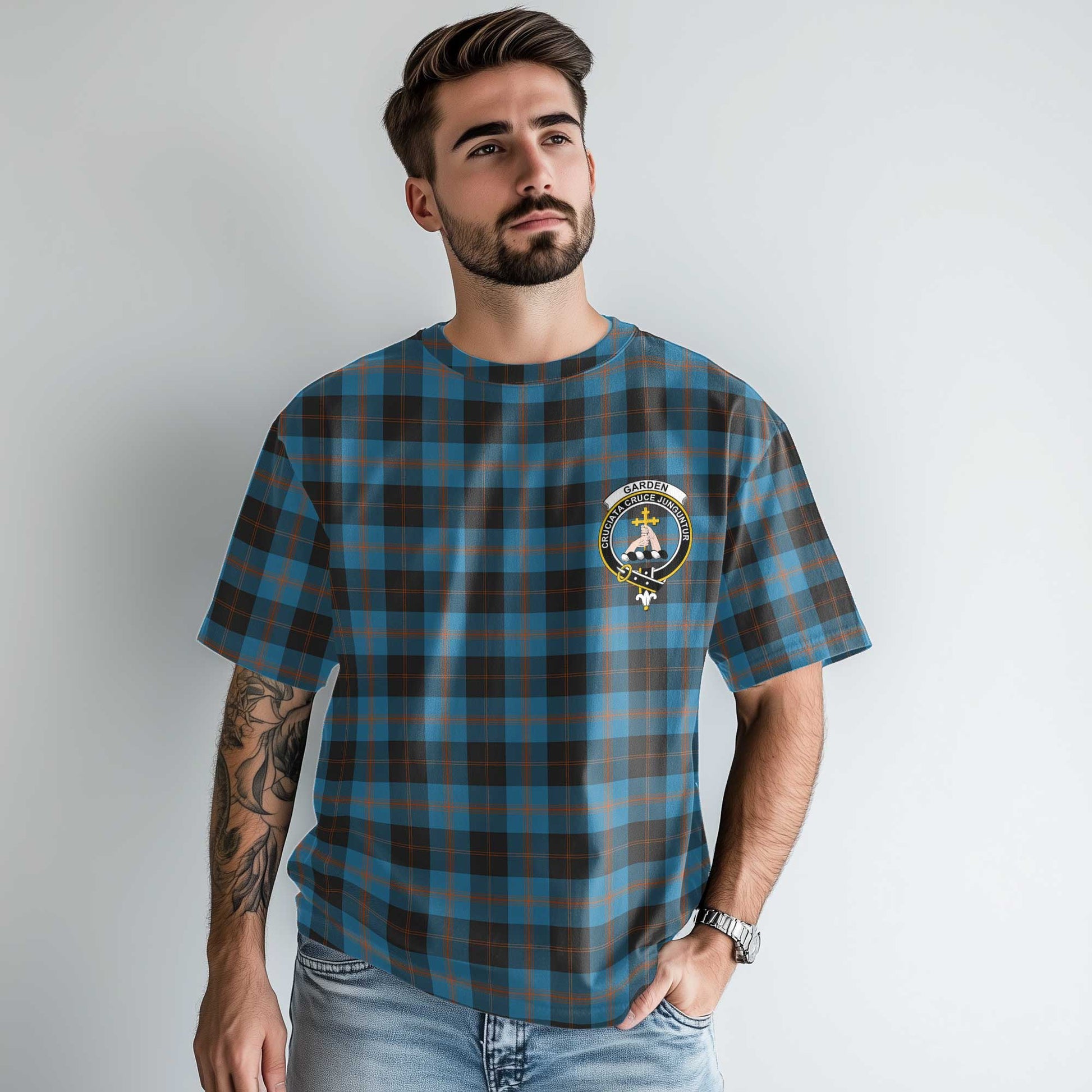 Clan Garden Tartan Men T Shirt Crest And Plaid Basic Style