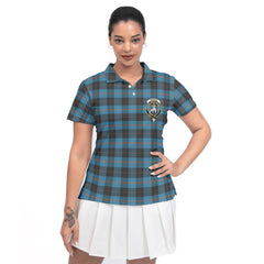 Clan Garden Tartan Women Polo Shirt Crest And Plaid Basic Style