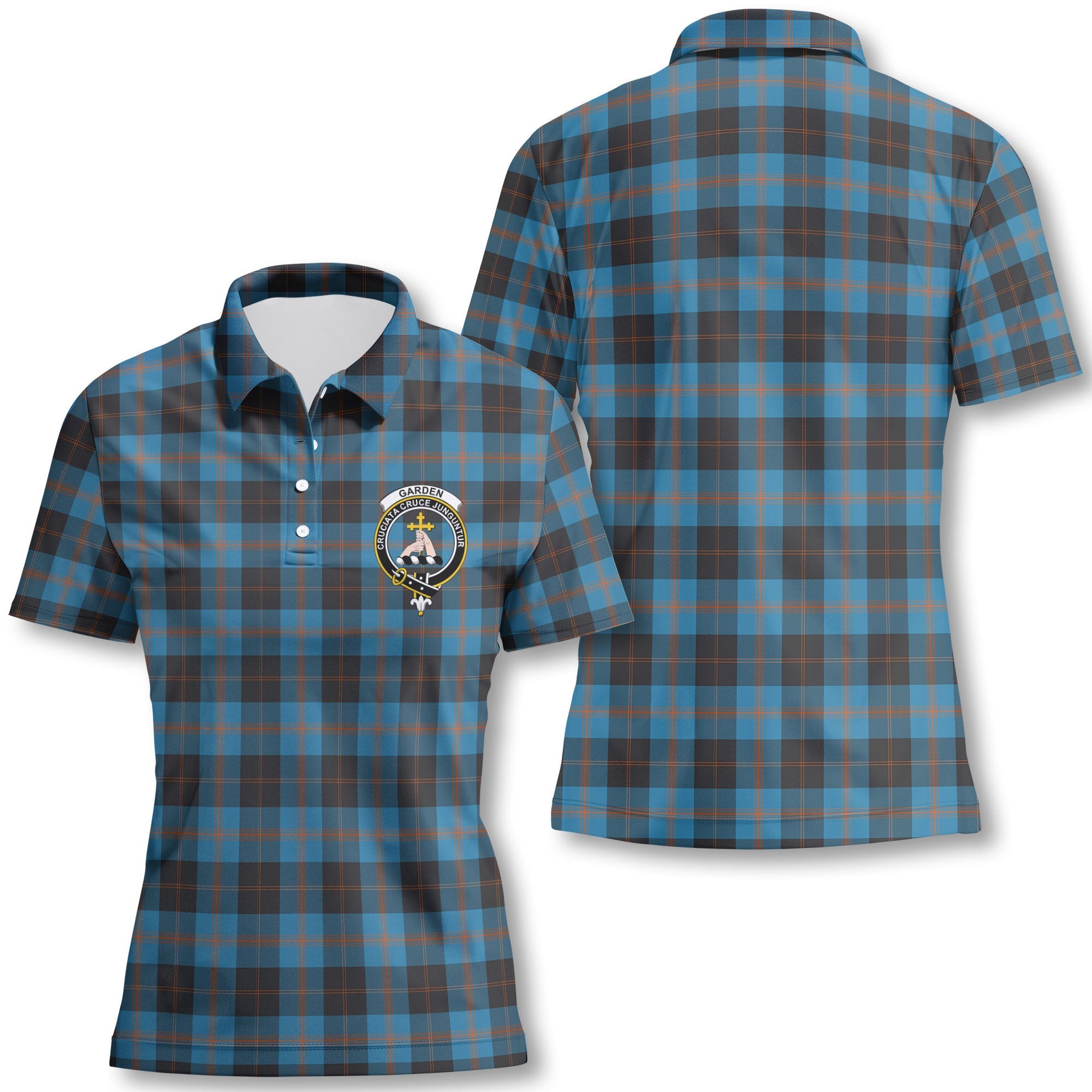 Clan Garden Tartan Women Polo Shirt Crest And Plaid Basic Style