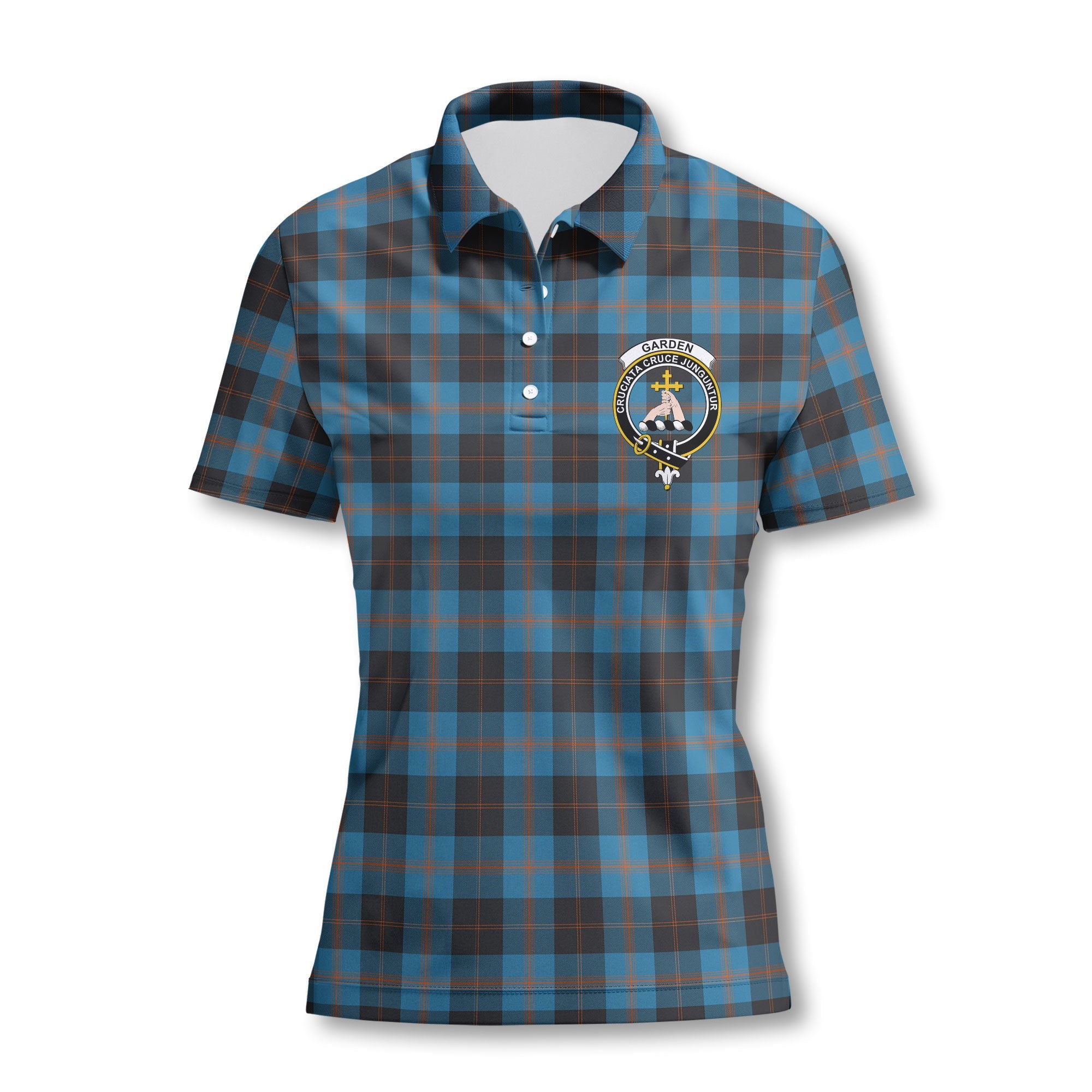 Clan Garden Tartan Women Polo Shirt Crest And Plaid Basic Style