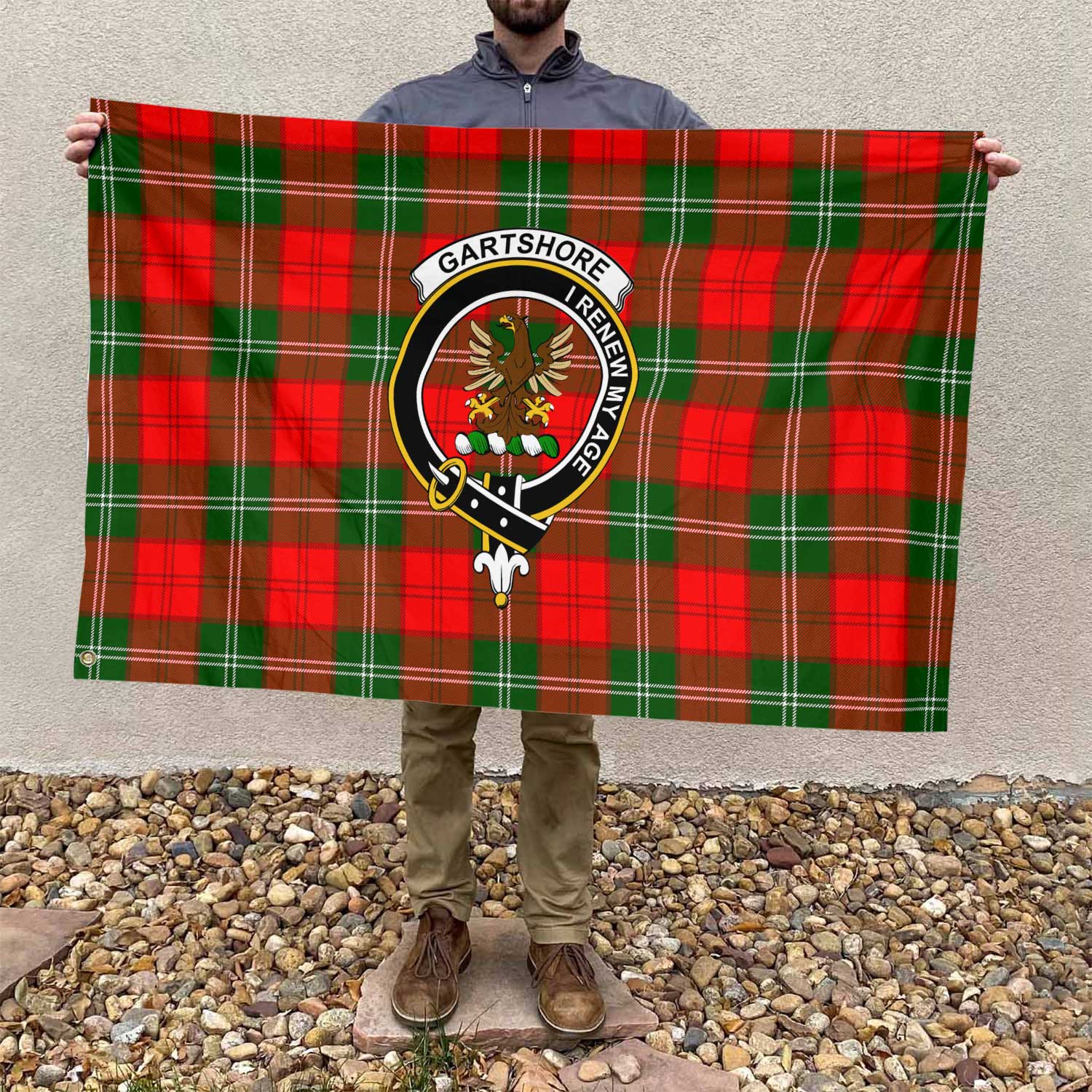 Clan Gartshore Tartan Flag Crest And Plaid Basic Style