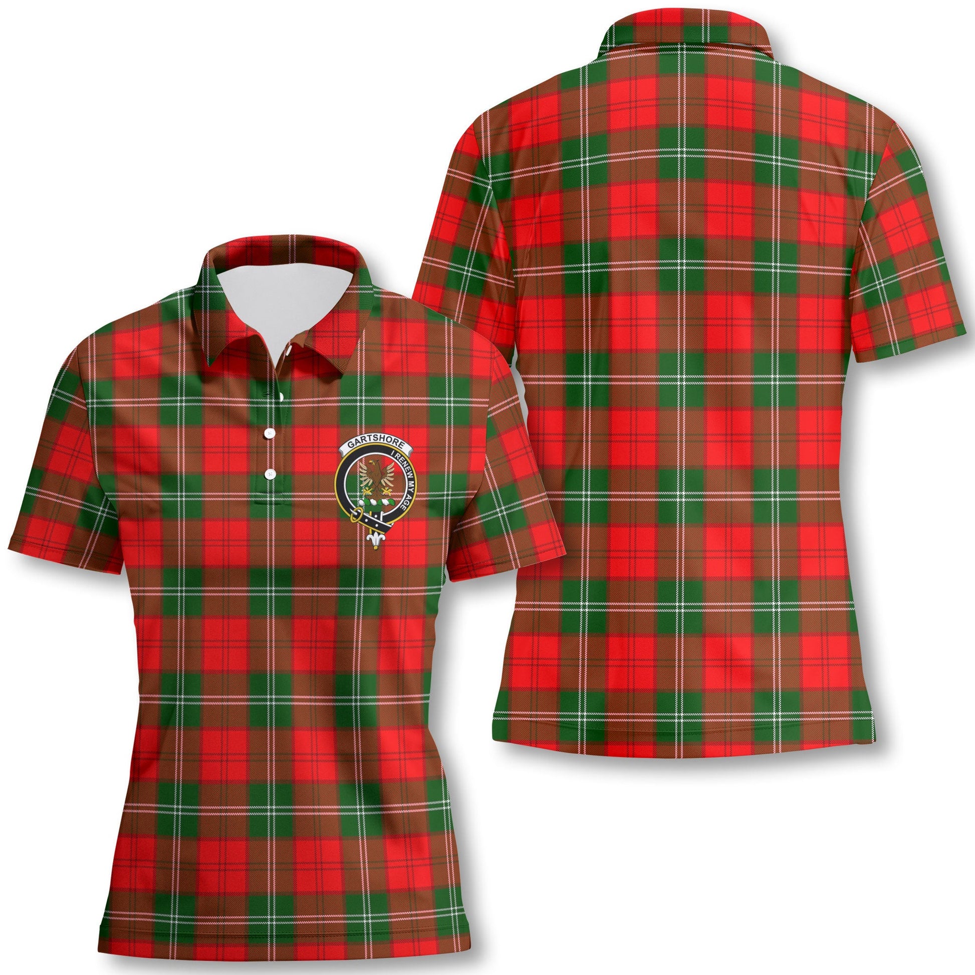 Clan Gartshore Tartan Women Polo Shirt Crest And Plaid Basic Style