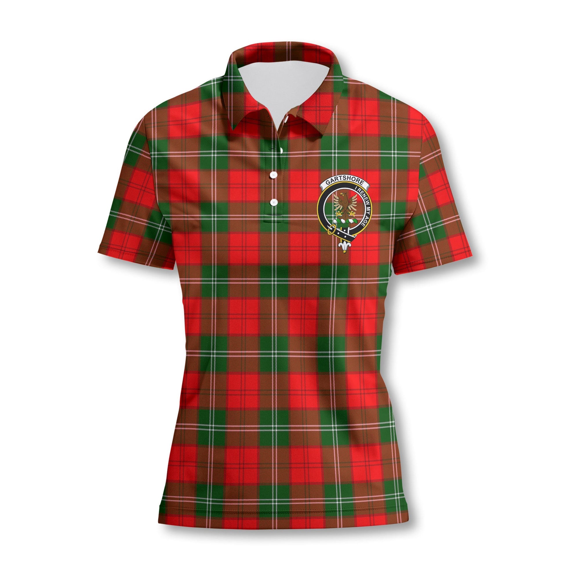 Clan Gartshore Tartan Women Polo Shirt Crest And Plaid Basic Style