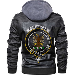 Clan Gartshore Tartan Zip Leather Jacket Crest And Plaid Basic Style