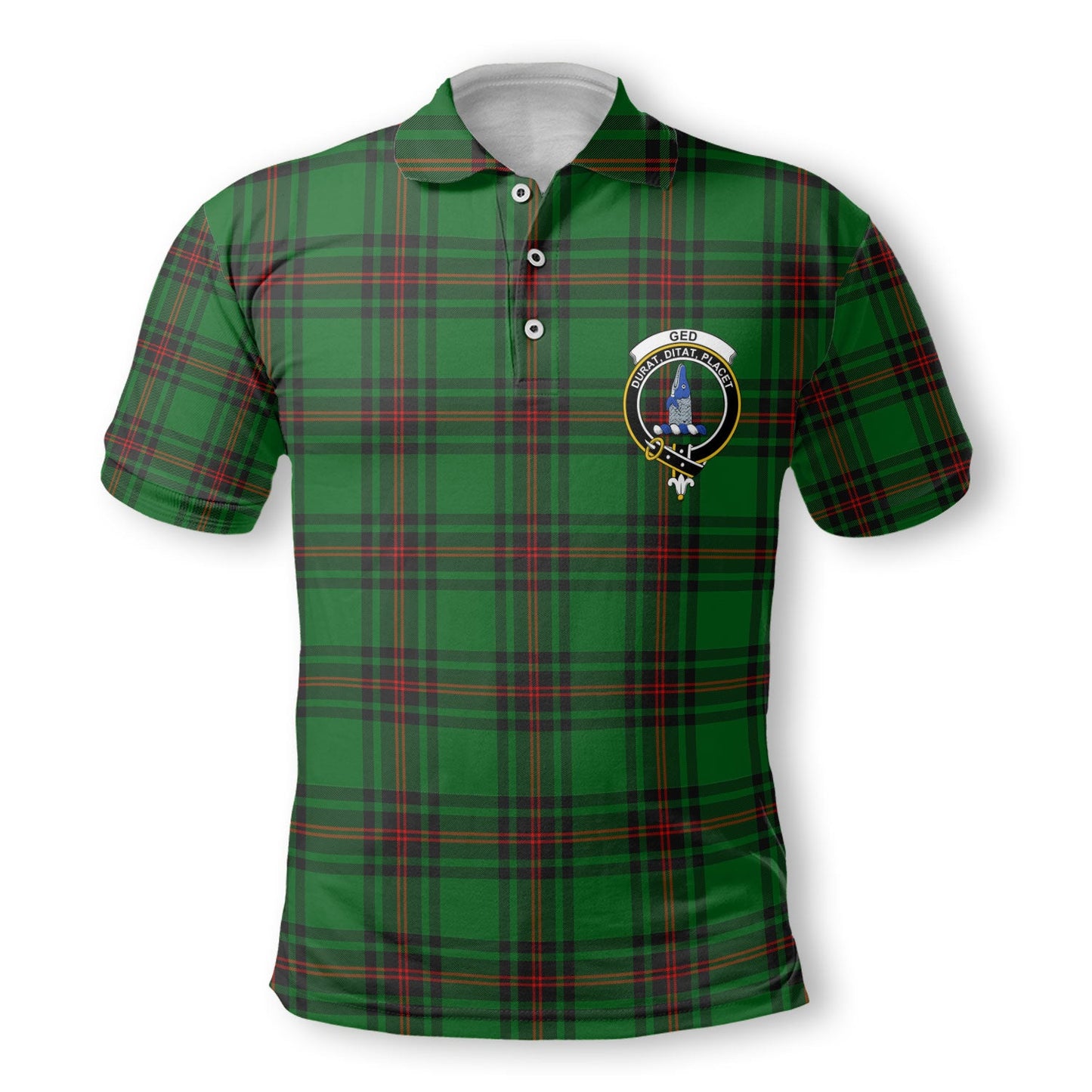 Clan Ged Tartan Golf Men Polo Shirt Crest And Plaid Basic Style