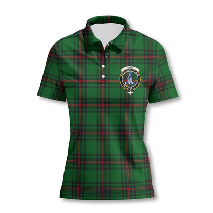 Clan Ged Tartan Women Polo Shirt Crest And Plaid Basic Style