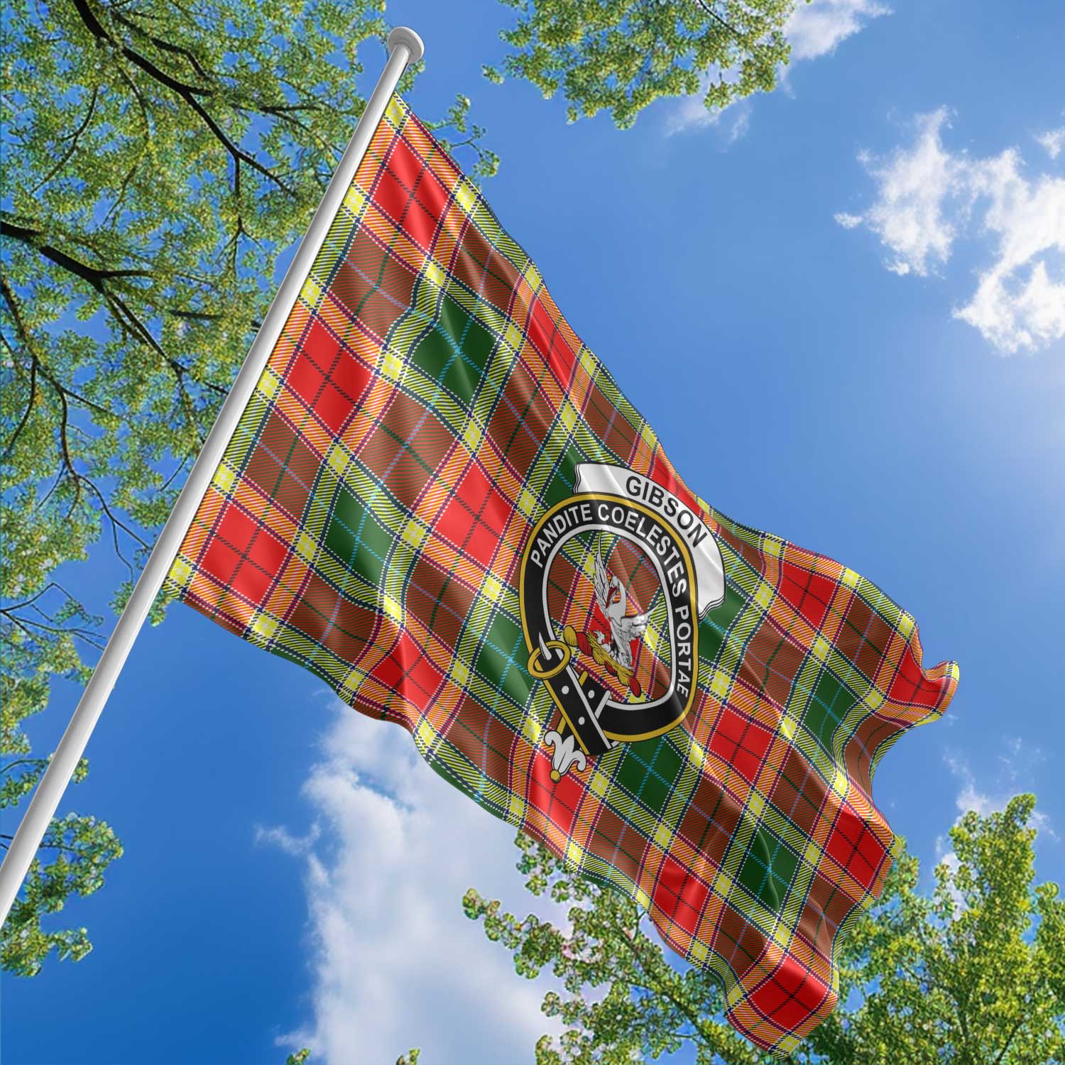 Clan Gibson Tartan Flag 1 Crest And Plaid Basic Style Tartan House Flag Crest And Plaid Basic Style