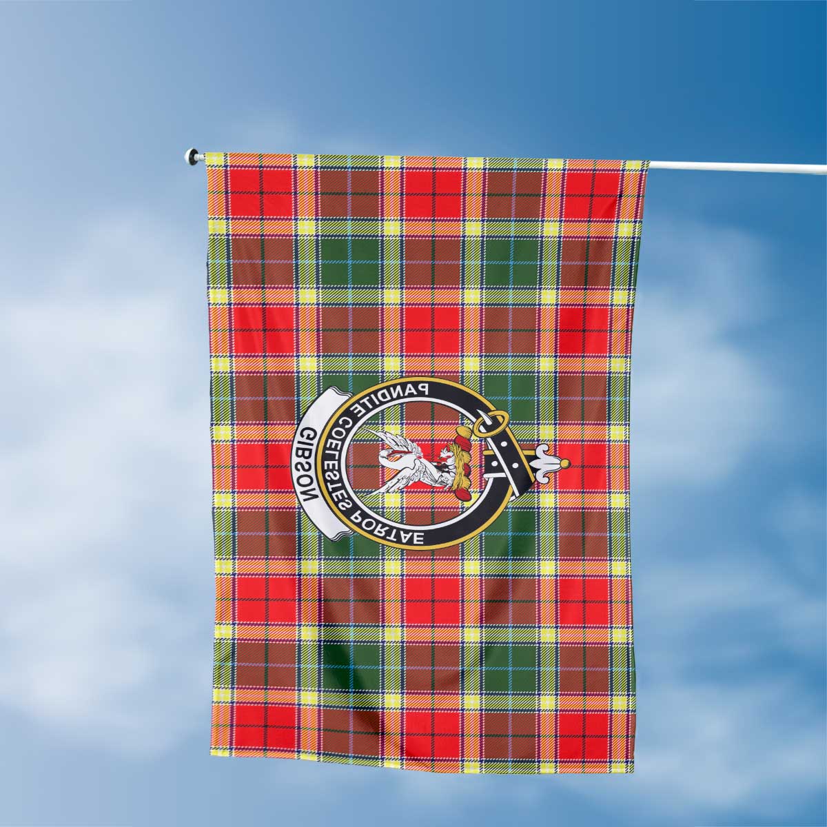 Clan Gibson Tartan Flag Crest And Plaid Basic Style