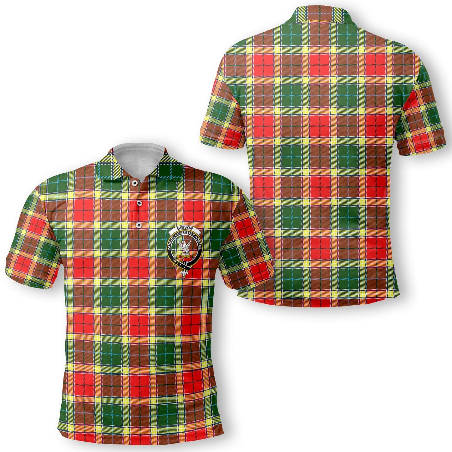 Clan Gibson Tartan Golf Men Polo Shirt Crest And Plaid Basic Style